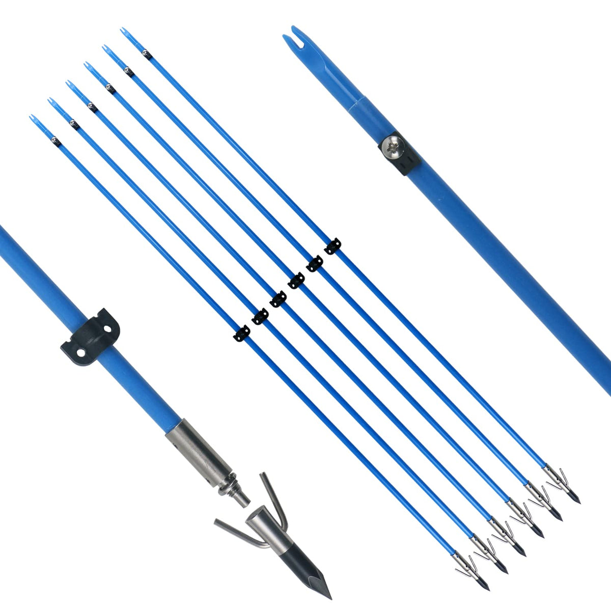 TIGER ARCHERY bowfishing arrow blue shaft boosts water visibility for easier aiming.