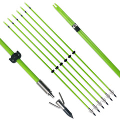Tiger Archery bowfishing arrow with green fiberglass shaft for high visibility.