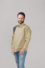 Tiger Hill Hunting Khaki Camo Shirt sleeve detail emphasizes convertible design for rolled-up comfort