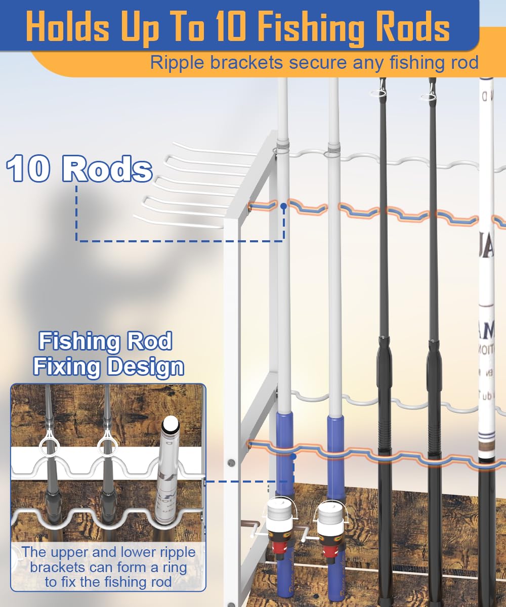 Anti-slip ripple brackets securely holding fishing rods