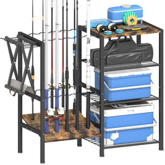 Tigerden 4-tier black fishing rod holder rack