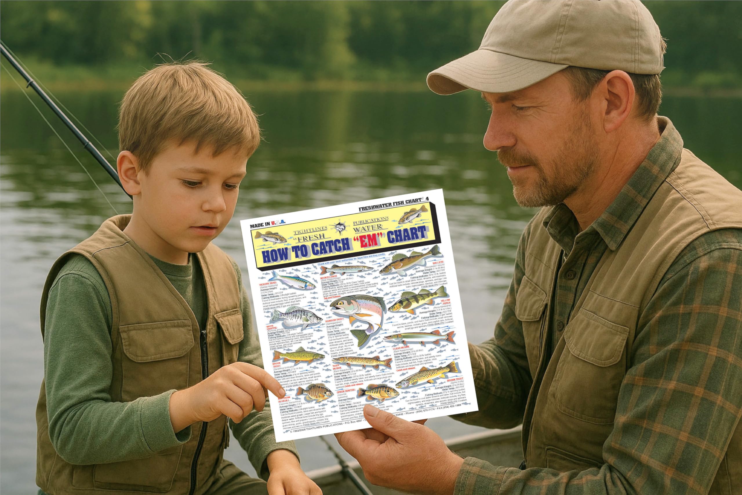 Tightlines Chart 4 portable size fits in tackle boxes for easy field reference.