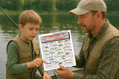 Tightlines Fishermans Freshwater Chart 8 color guide supports easy learning for anglers.