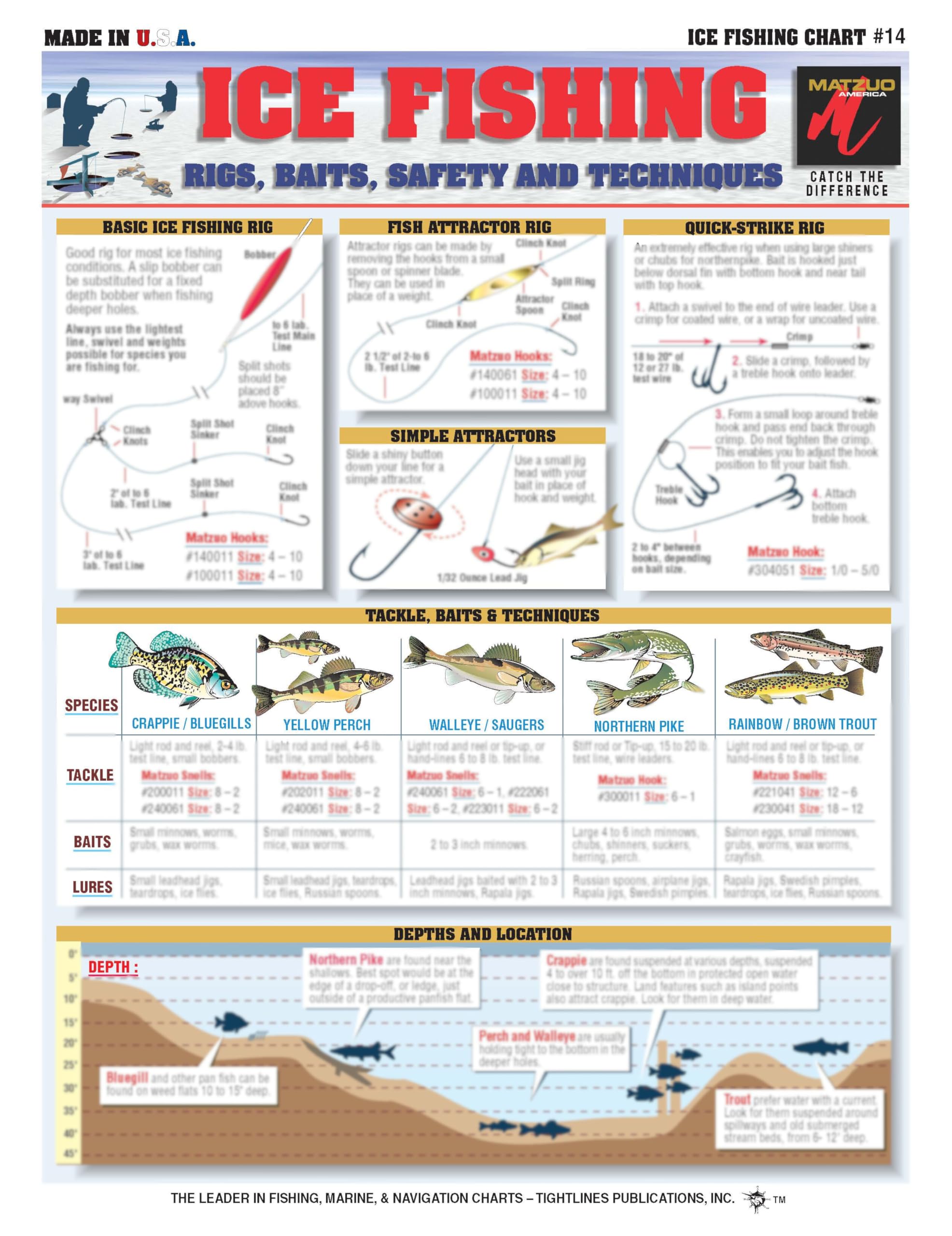 Tightlines Ice Fishing Chart 14 cover displays a durable waterproof guide ideal for quick rigs on the ice.