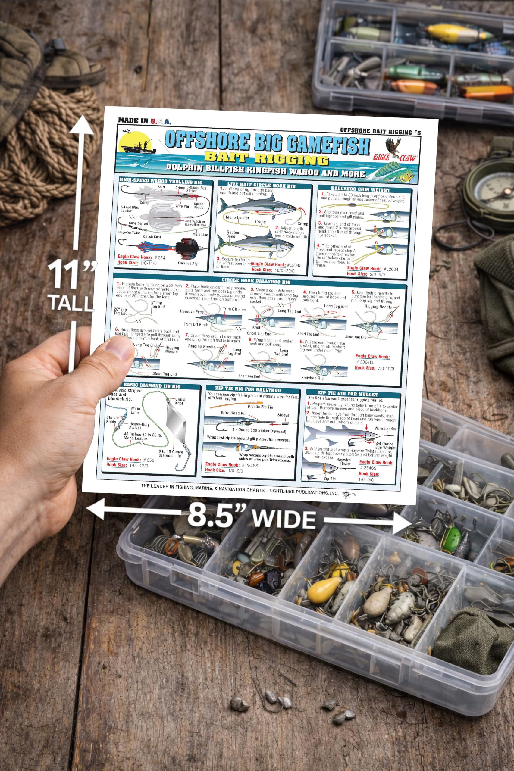 Tightlines Quick Reference Illustrations for fast, clear bait rig steps at a glance.