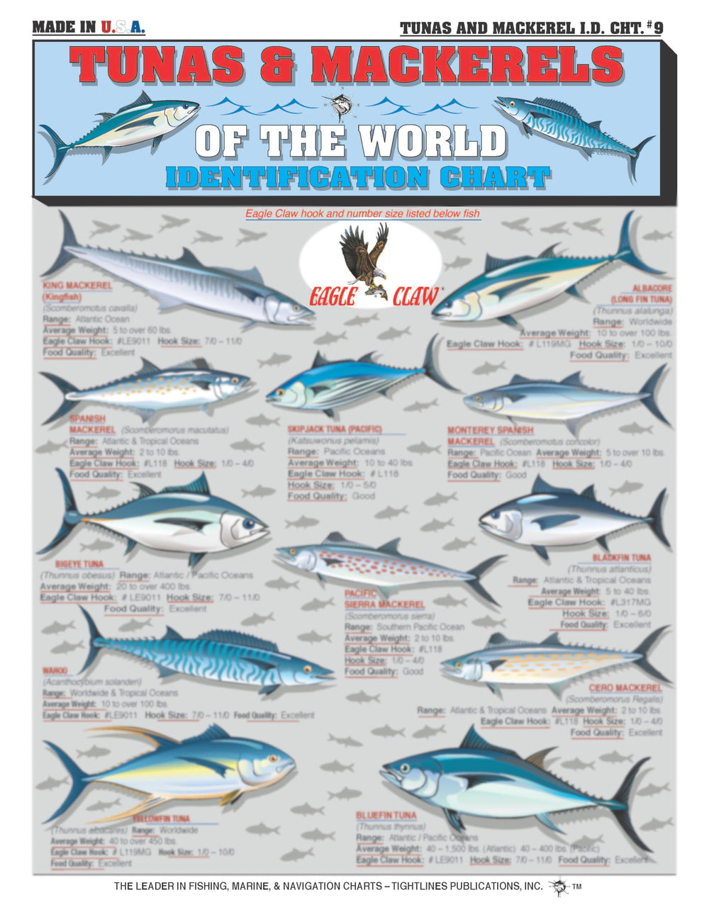 Tightlines Saltwater Chart 9 cover — quick field reference for tuna and mackerel.