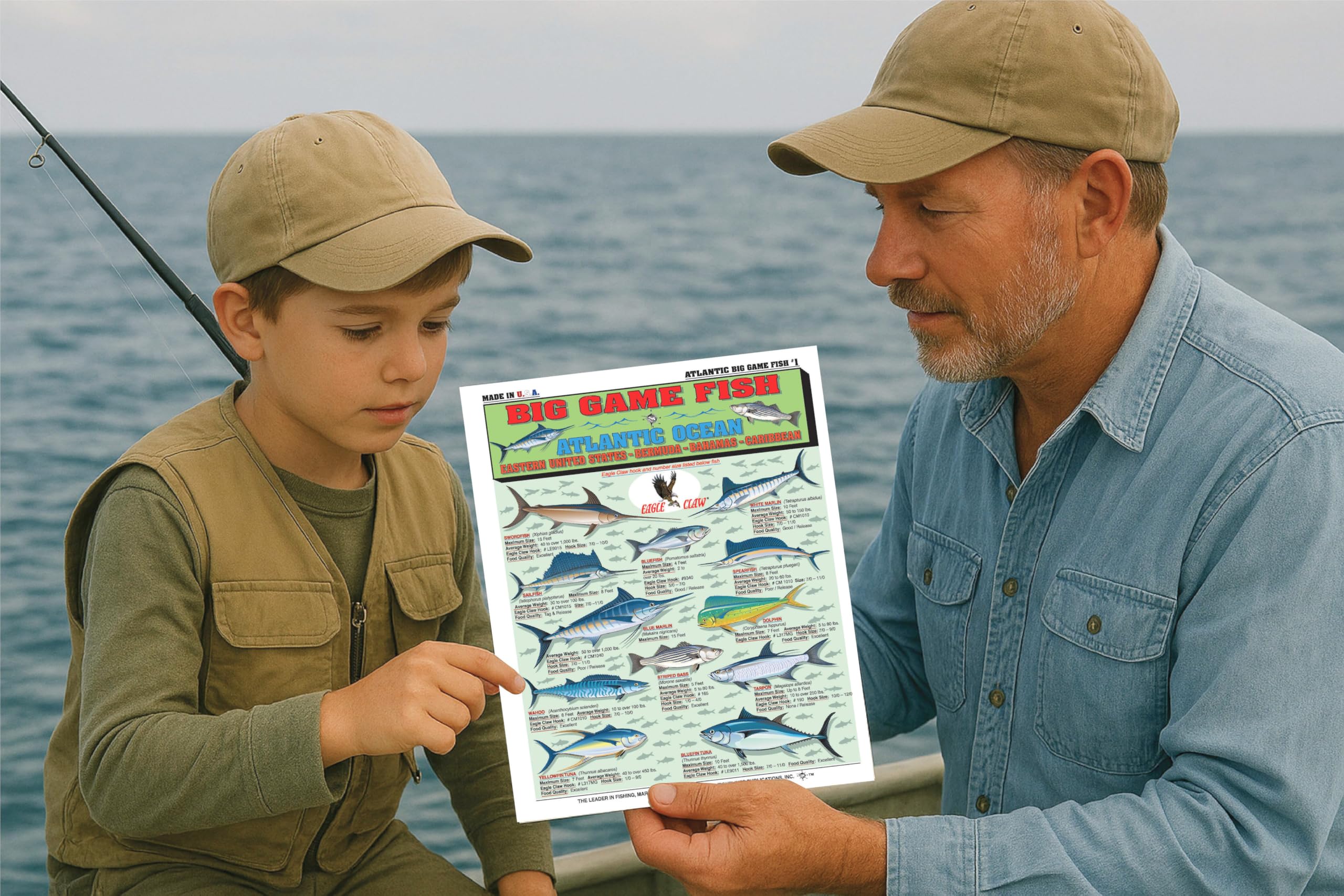 Tightlines Saltwater Chart portable size fits tackle box for on-demand use.
