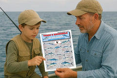 Tightlines Saltwater Chart waterproof material — durable field reference in rough conditions.
