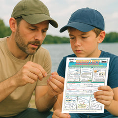 Tightlines Wind-On Leaders Chart #4 waterproof material stands up to outdoor fishing.