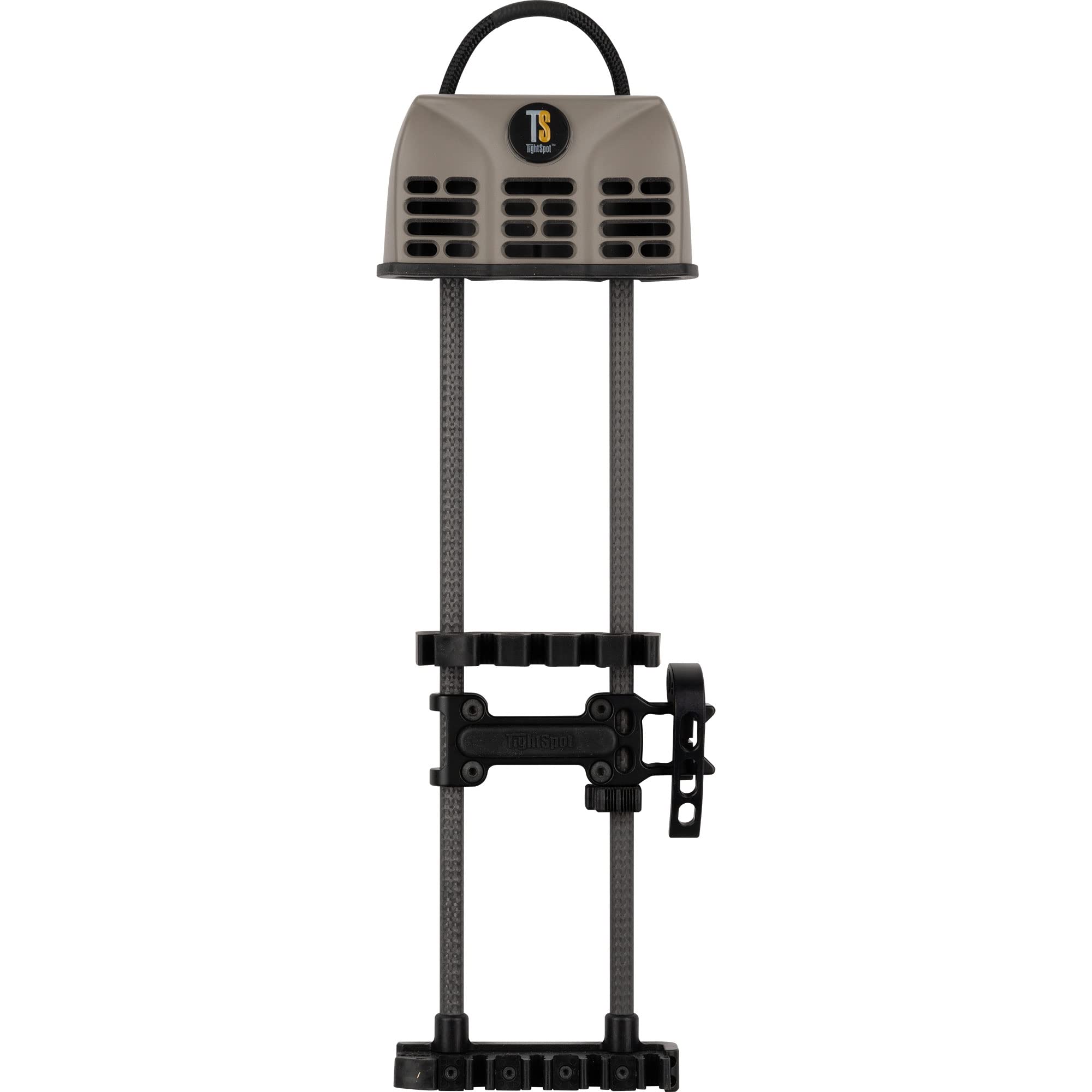 TightSpot Rise quiver attached to bow in granite finish for reduced torque and fast arrow access
