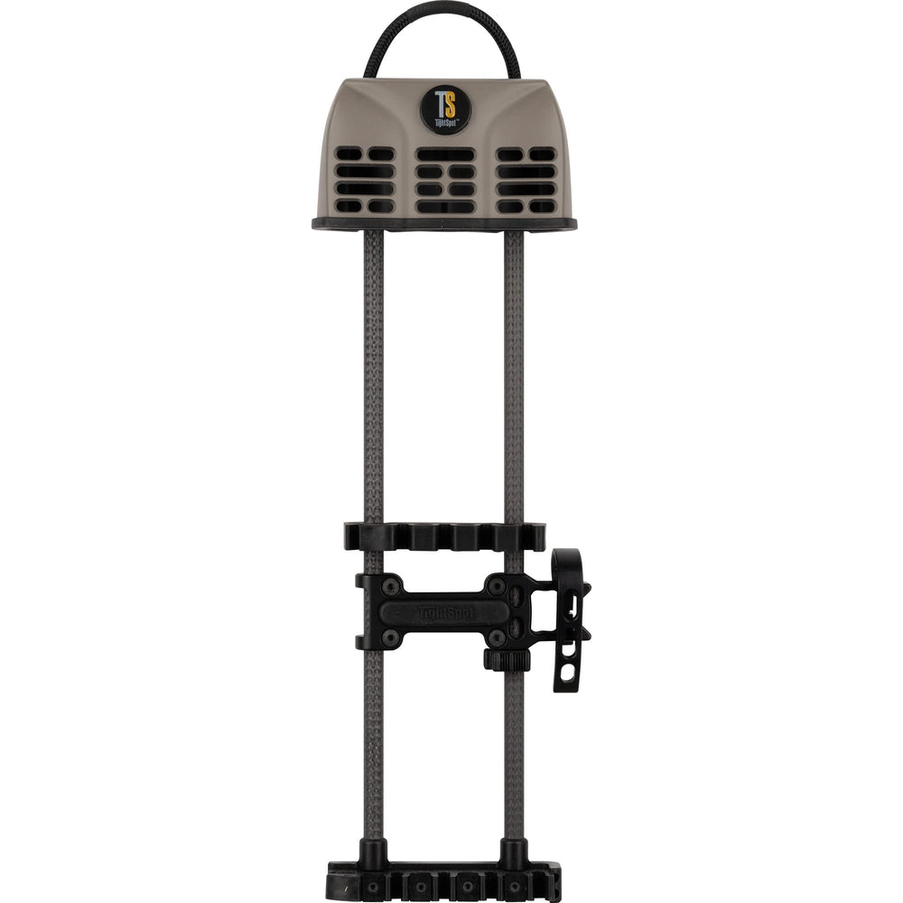 TightSpot Rise quiver attached to bow in granite finish for reduced torque and fast arrow access