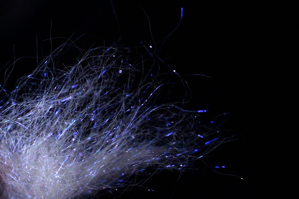 Close-up of Tigofly 4g Pack White Purple Ice Dub 1.2in - Fly Tying Material