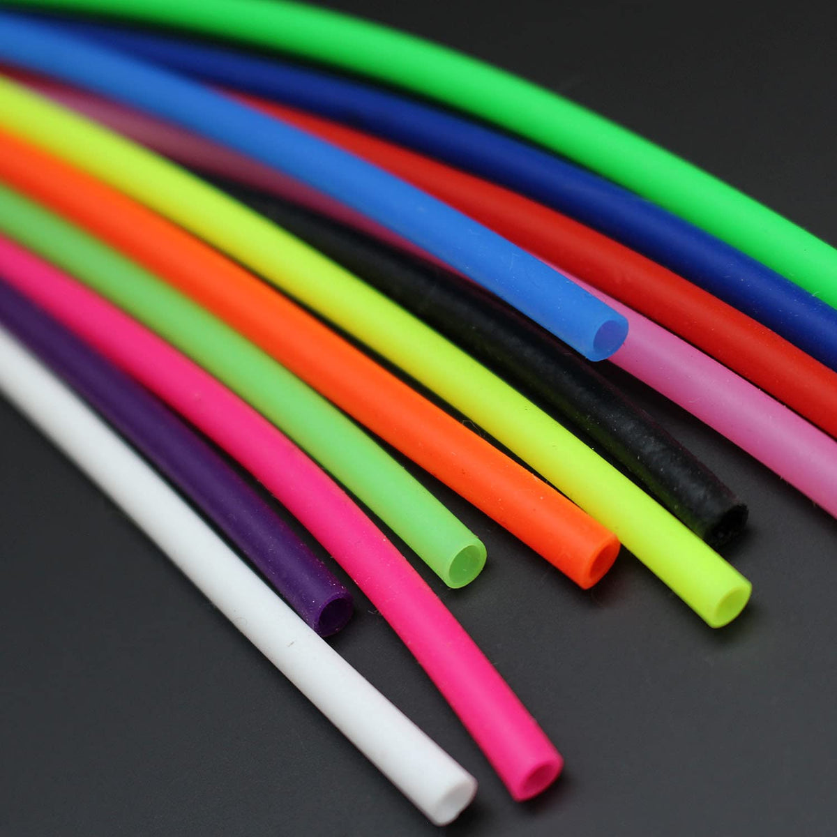 Tigofly UV silicone fly tying tubes set, 12 colors, 1/8 inch ID x 5/32 inch OD, 10 inch length