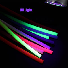 Close-up of Tigofly UV silicone fly tying tubes in 12 colors