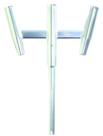 Tigress triple aluminum kite rod holder mounted on deck for offshore big-game fishing.