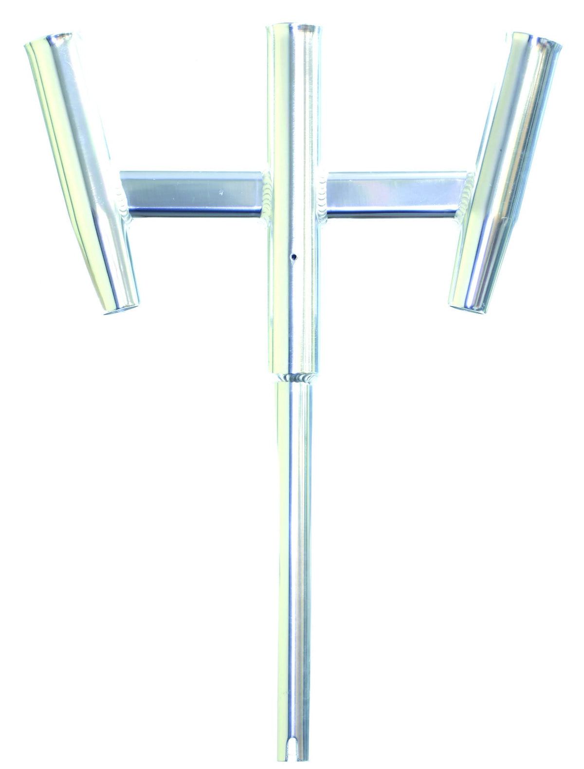 Tigress triple aluminum kite rod holder mounted on deck for offshore big-game fishing.