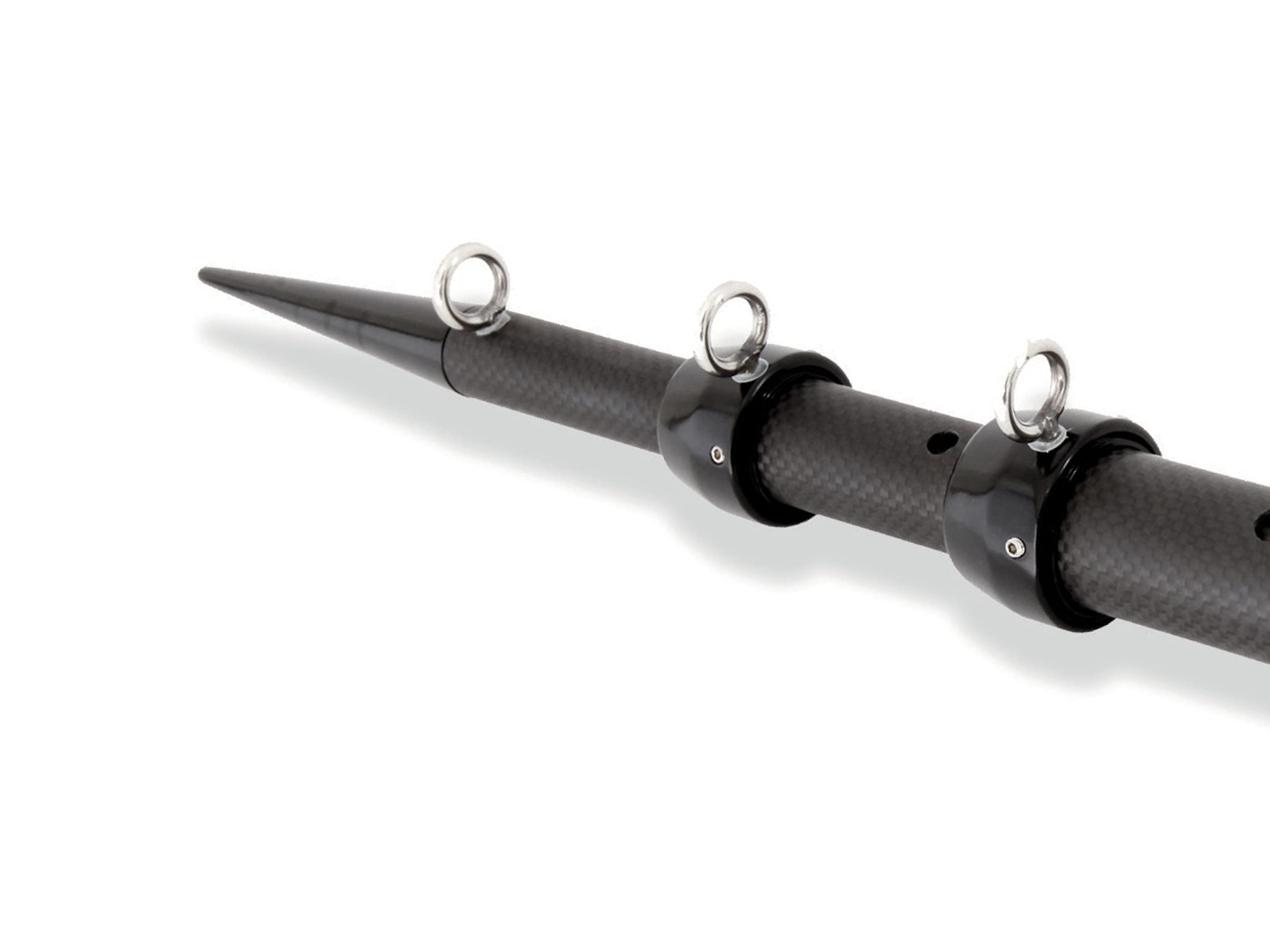 Tigress XD 3K carbon fiber telescoping center outrigger extended for sport fishing boats
