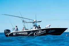 Tigress XD anodized aluminum tubing emphasizes strength during rugged boat maneuvers.