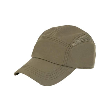 Tilley Airflo Cooling Cap olive front view with breathable five-panel design for comfort.