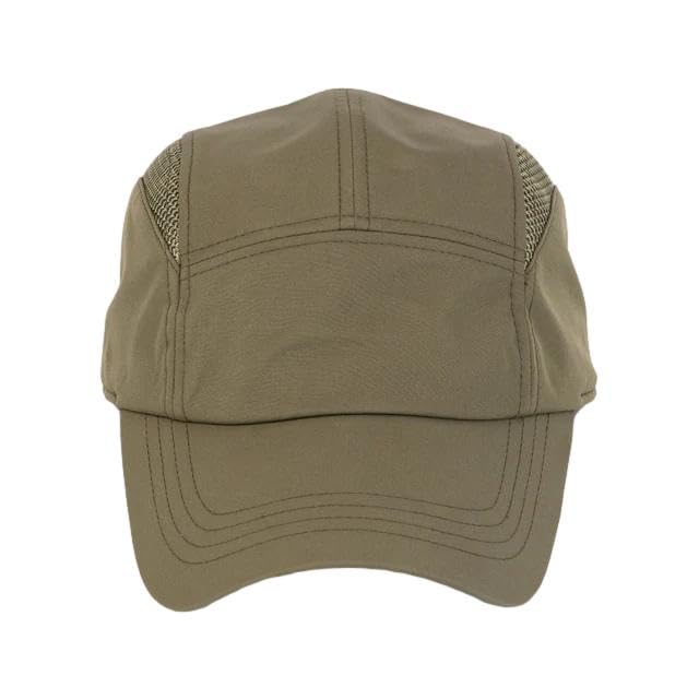 Tilley Airflo Cooling Cap olive worn during outdoor cycling or running.