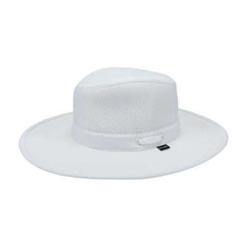Tilley Airflo mesh hat white front view showing breathable crown for all-day comfort
