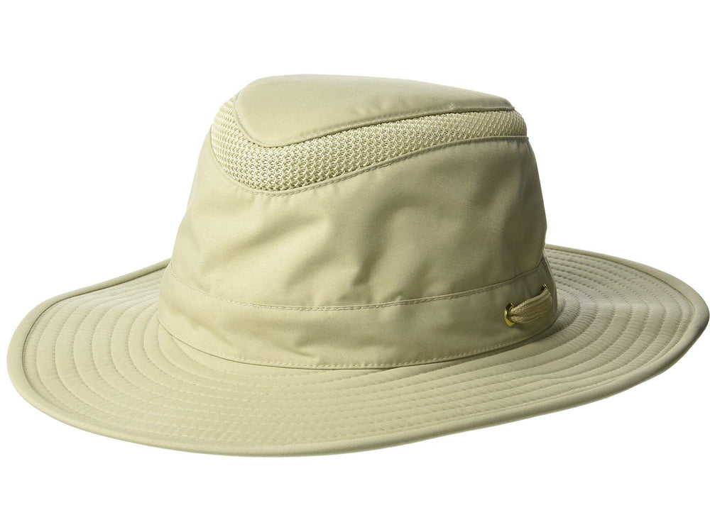 Tilley Endurables Airflo broad brim hat in khaki olive for sun protection and all-day comfort.