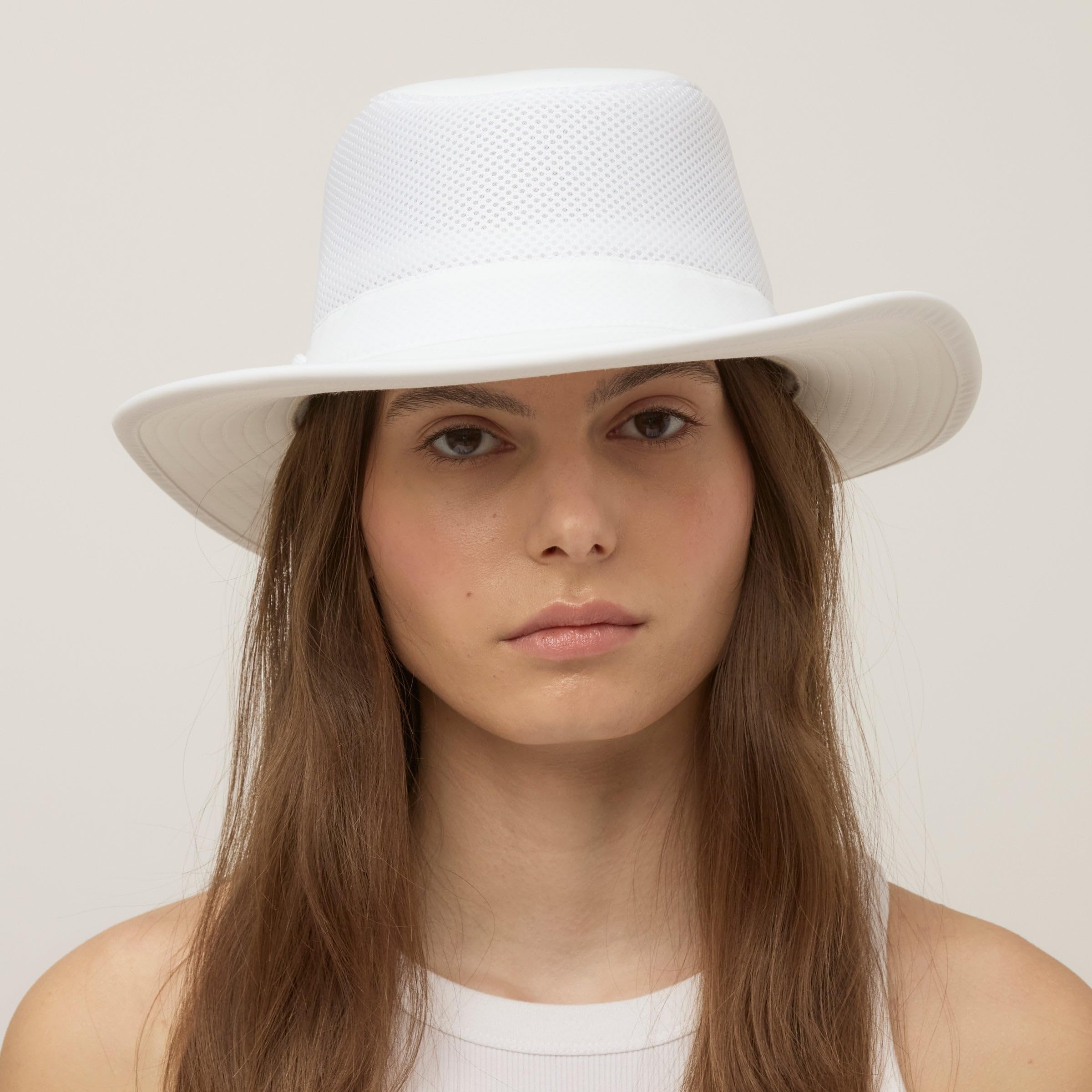Tilley LTM8 Airflo hat white side view emphasizing lightweight, all-day comfort