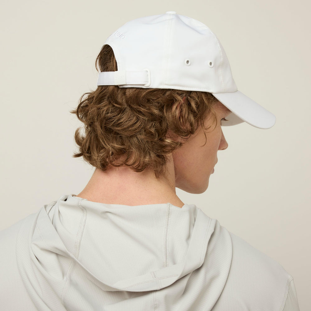 Tilley white travel cap rear view with minimalist design