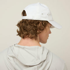 Tilley white travel cap rear view with minimalist design