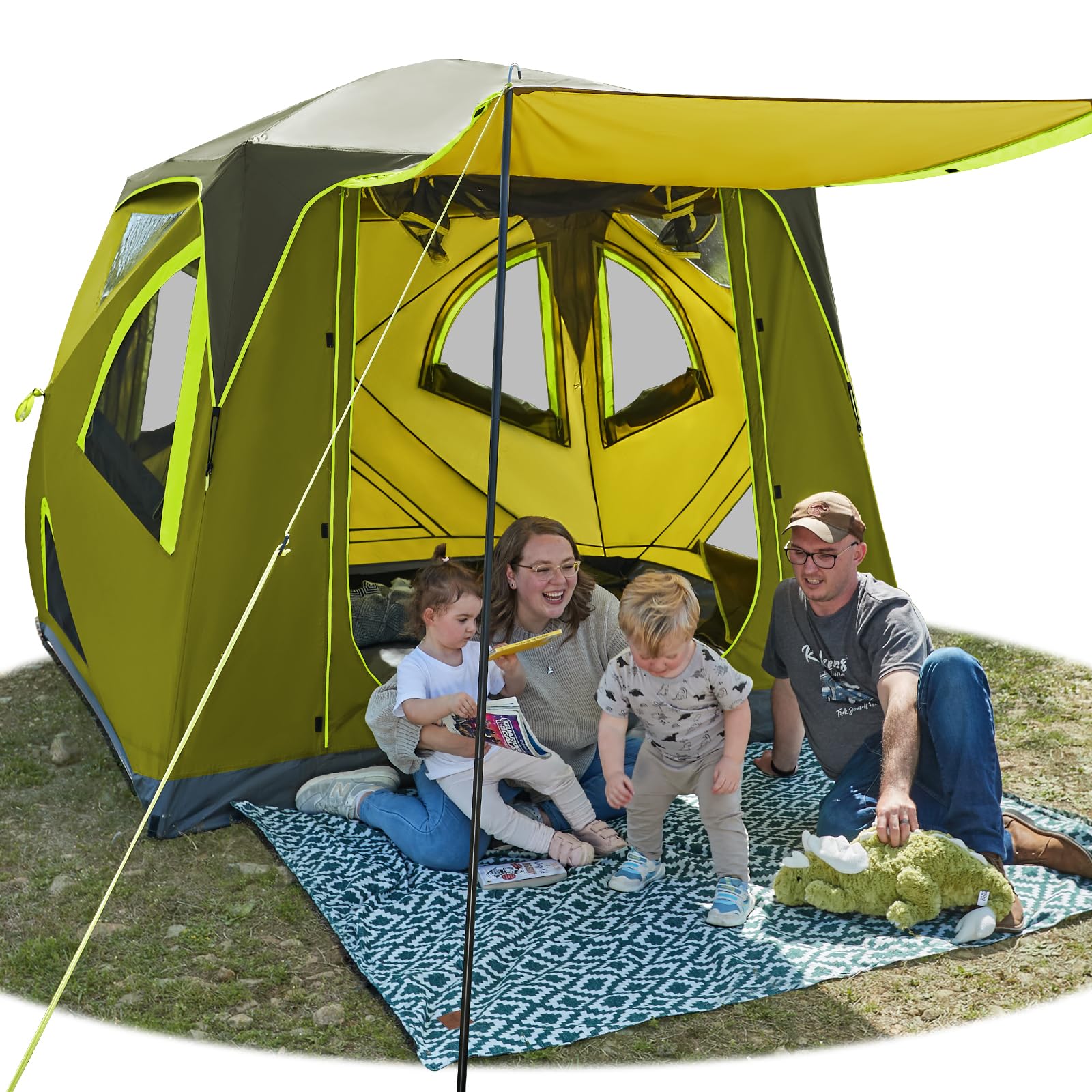 Timber Ridge 4-Person Hub Tent showing quick 60-second setup for family camping