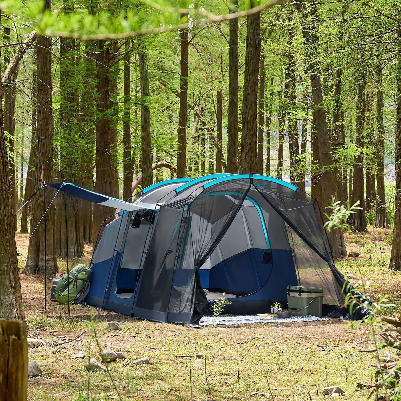 TIMBER RIDGE 66D fabric waterproofing protects against rain.
