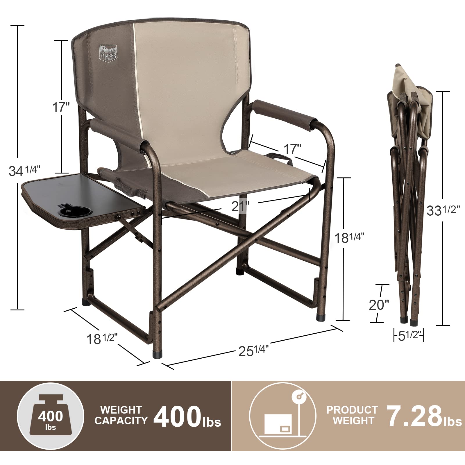 TIMBER RIDGE aluminum directors chair folded for compact transport and quick setup.