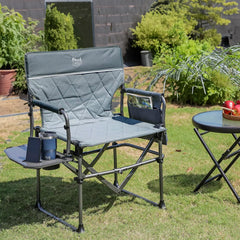 Timber Ridge aluminum directors chair padded armrests provide comfortable sit-stand transitions.