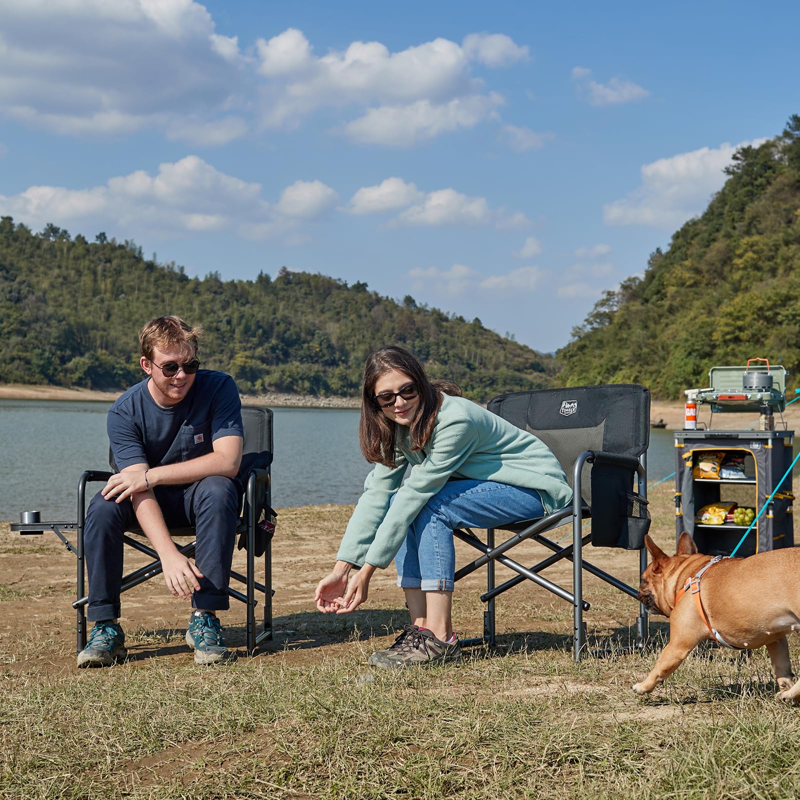 TIMBER RIDGE aluminum directors chair with a wide seat for comfortable seating.