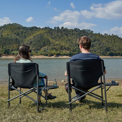TIMBER RIDGE aluminum oversized camping chair with side table for nearby essentials.