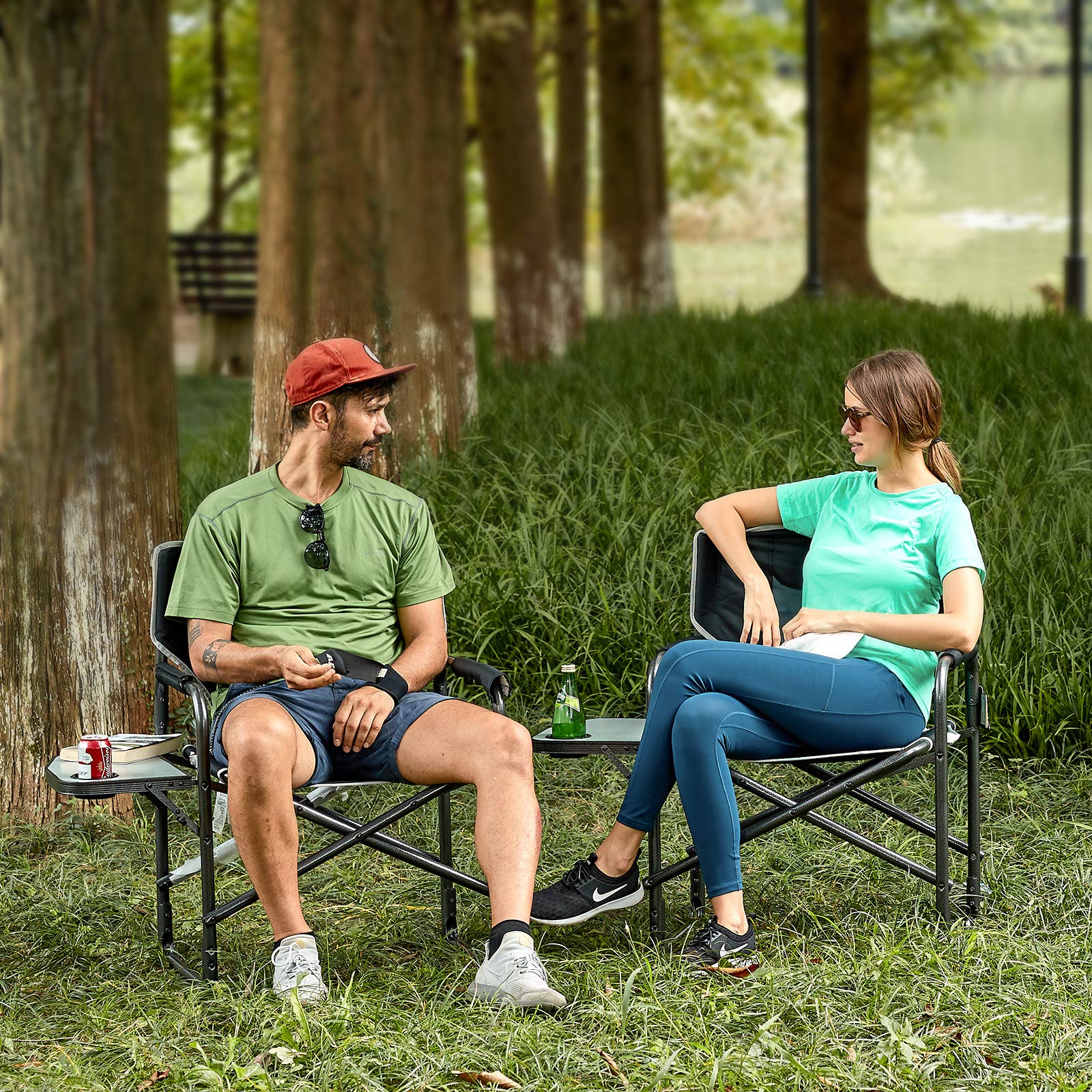 TIMBER RIDGE camping chair in use on a lawn for a picnic.