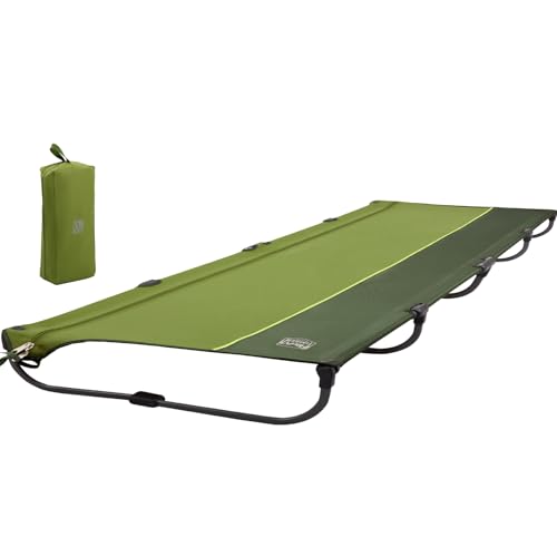 TIMBER RIDGE camping cot setup in seconds with lightweight aluminum frame for travelers.