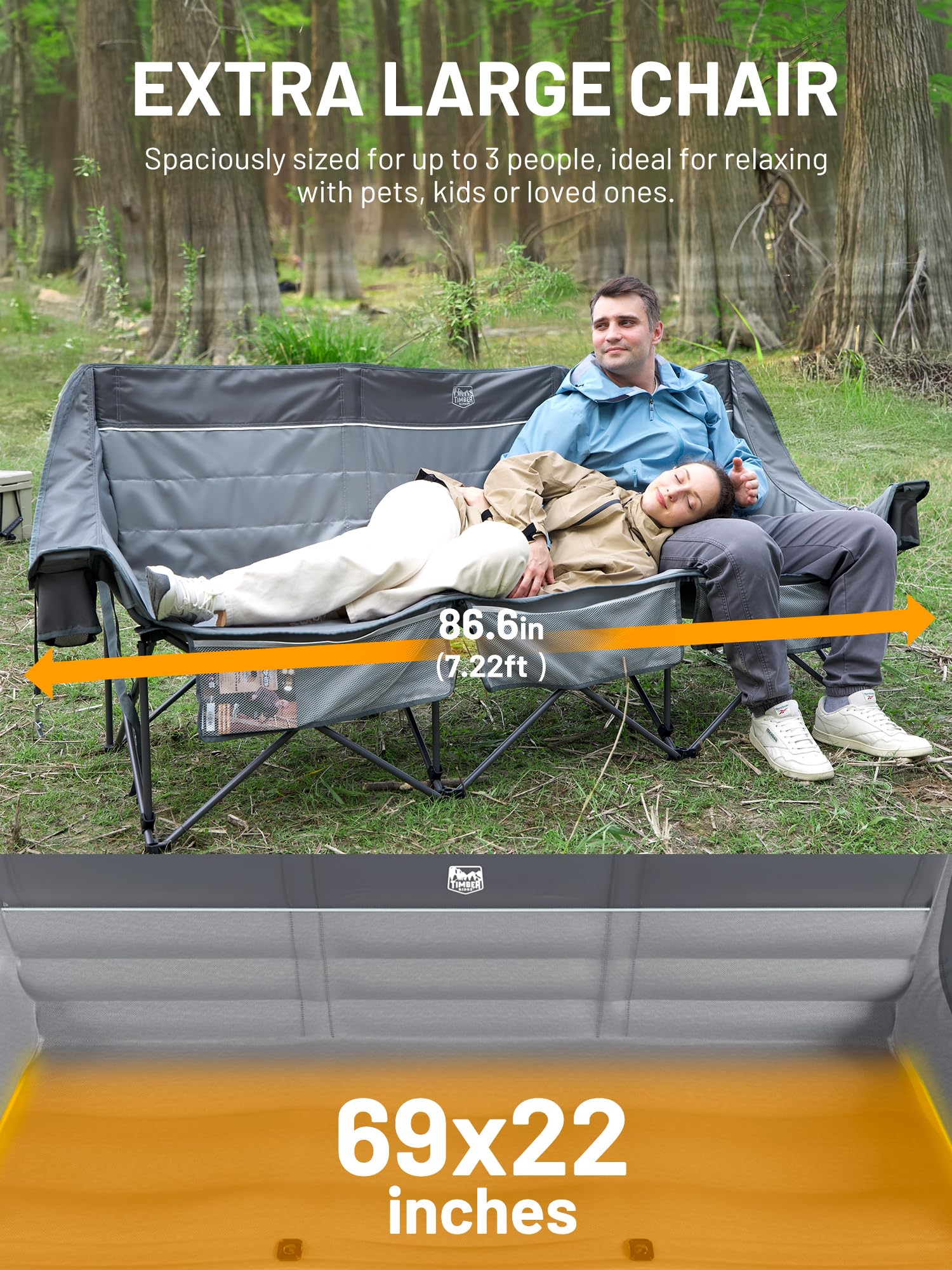 TIMBER RIDGE durable 600D Oxford fabric and steel frame for stable, long-lasting use.