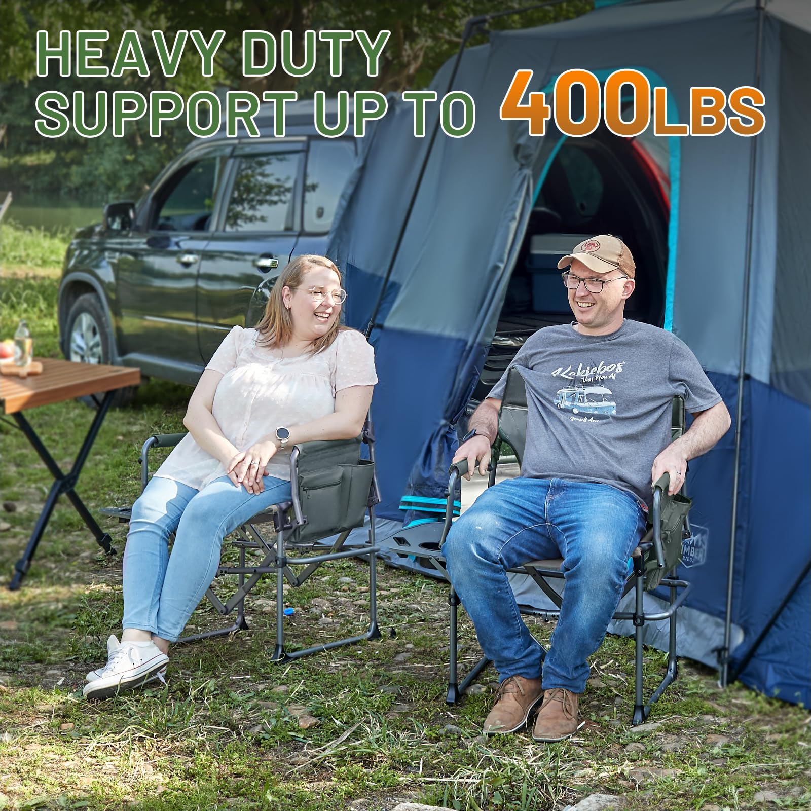 Timber Ridge chair back carry handle enhances portability to outdoor venues.