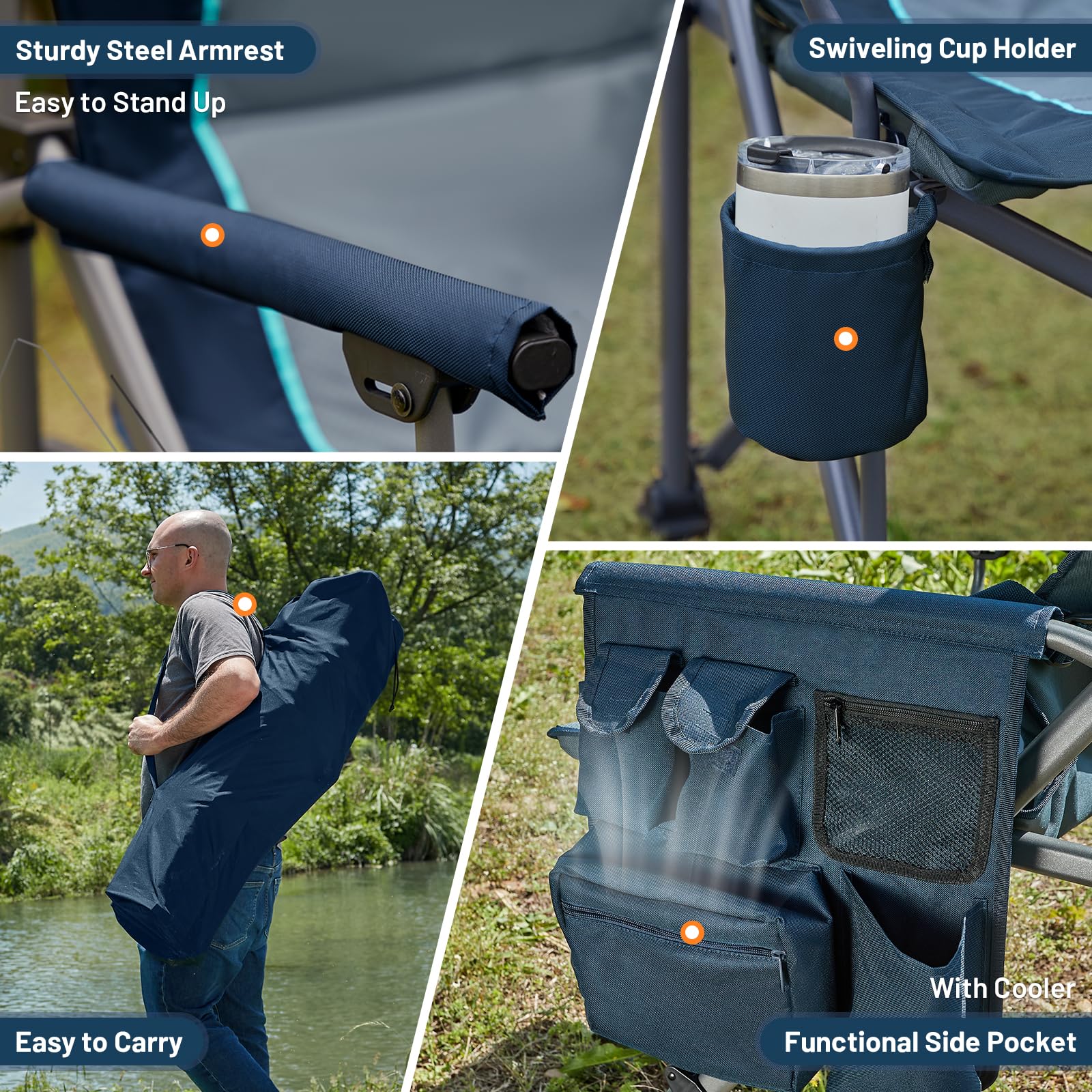 TIMBER RIDGE back height supports posture when resting after hiking.