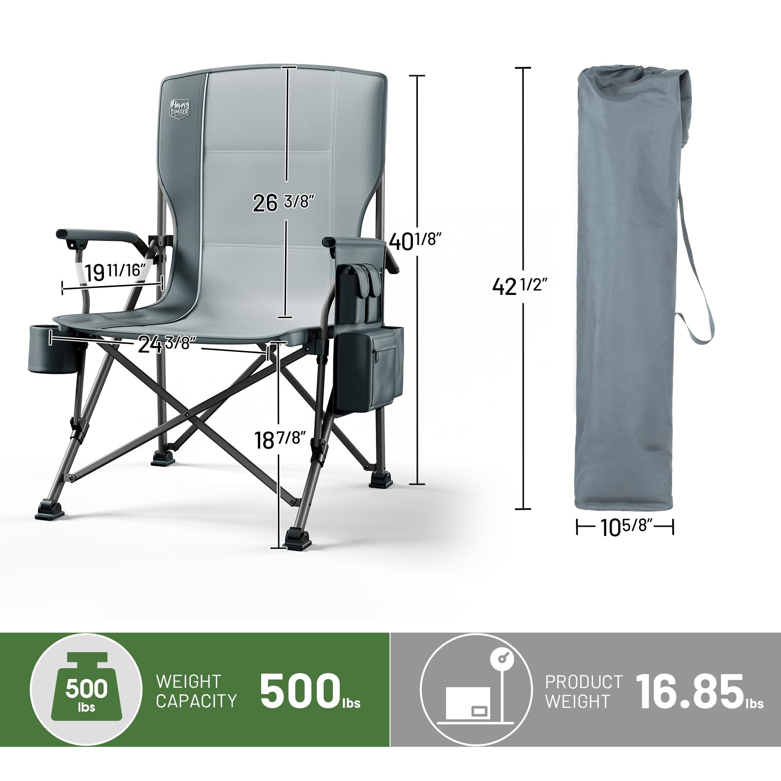 TIMBER RIDGE chair backrest detail with padded headrest for relaxing support.