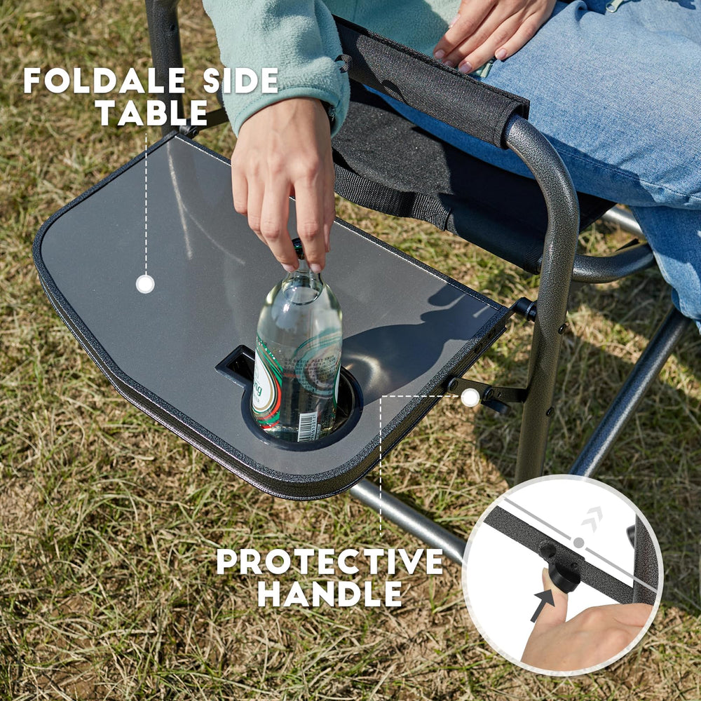 TIMBER RIDGE chair folded compactly for travel and quick storage.