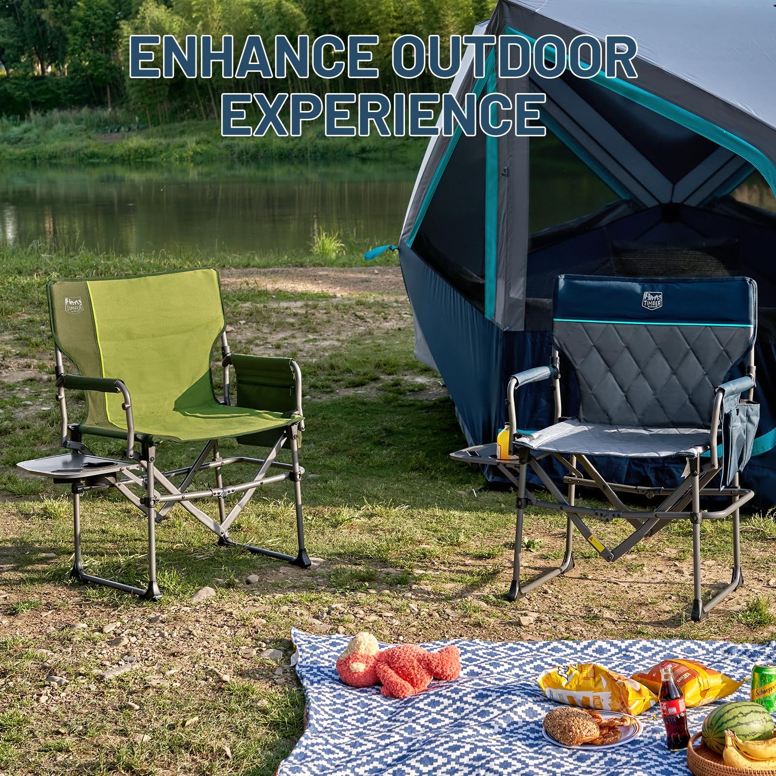 TIMBER RIDGE green chair blends with outdoor settings.