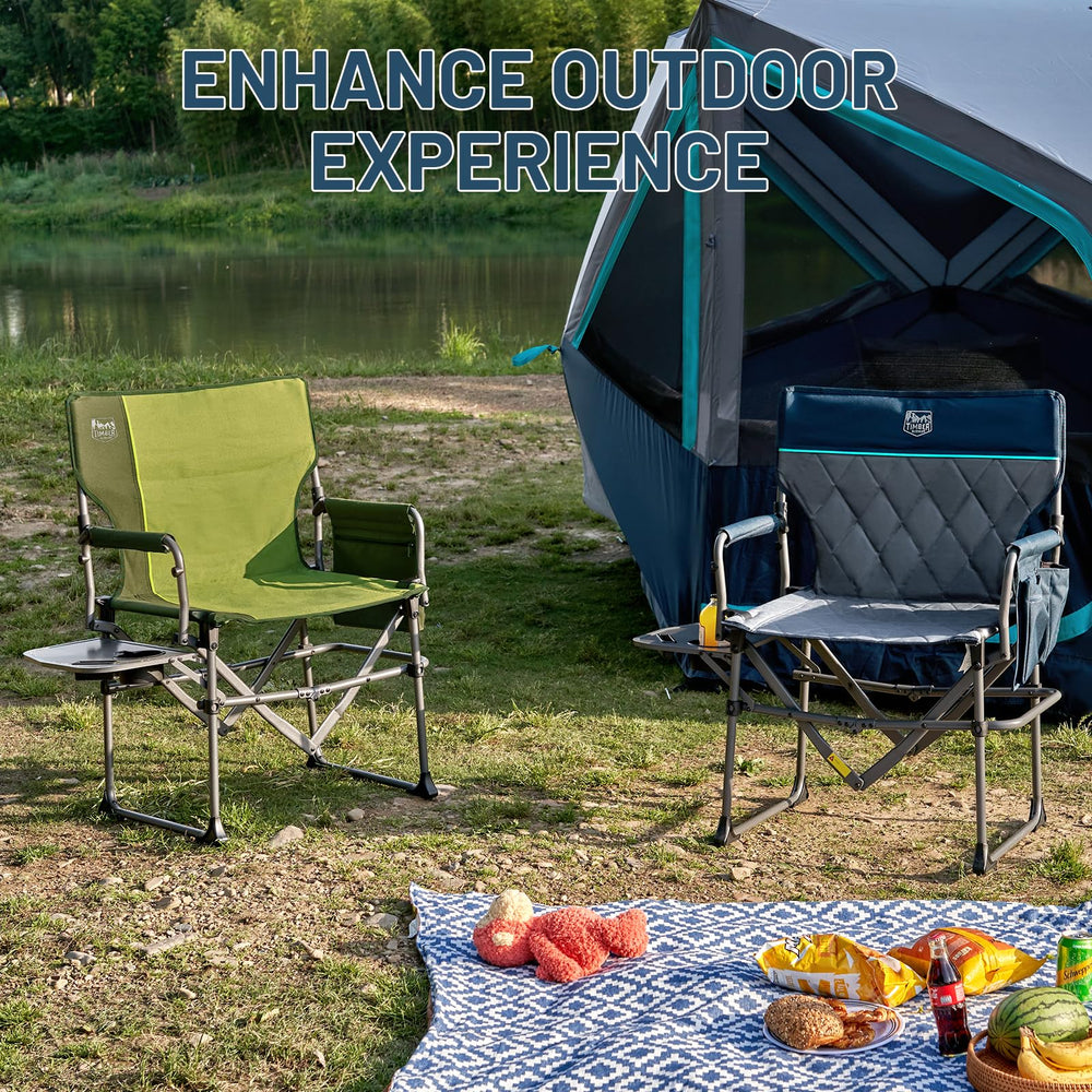 TIMBER RIDGE green chair blends with outdoor settings.