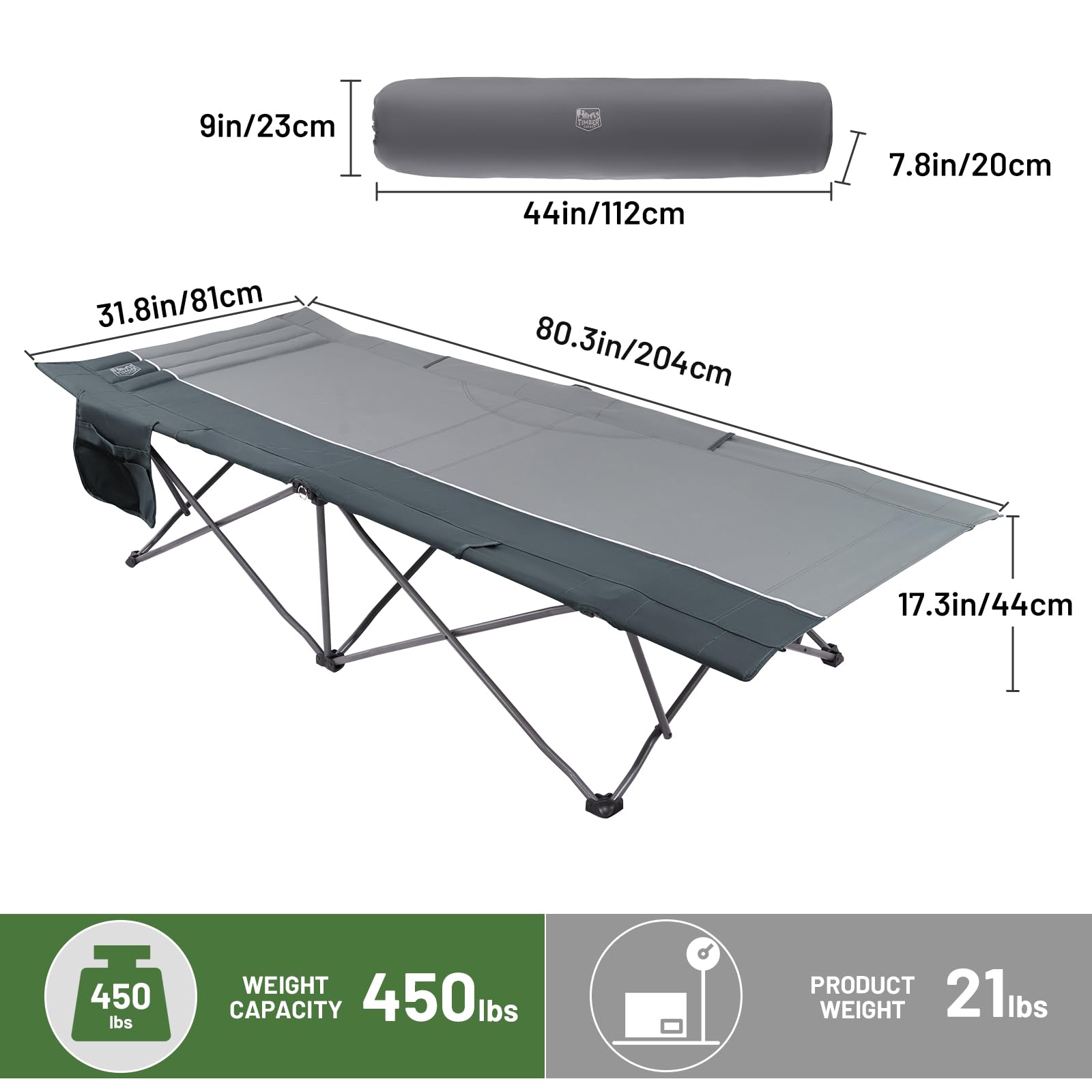 Timber Ridge durable frame with reinforced joints for long-lasting use.