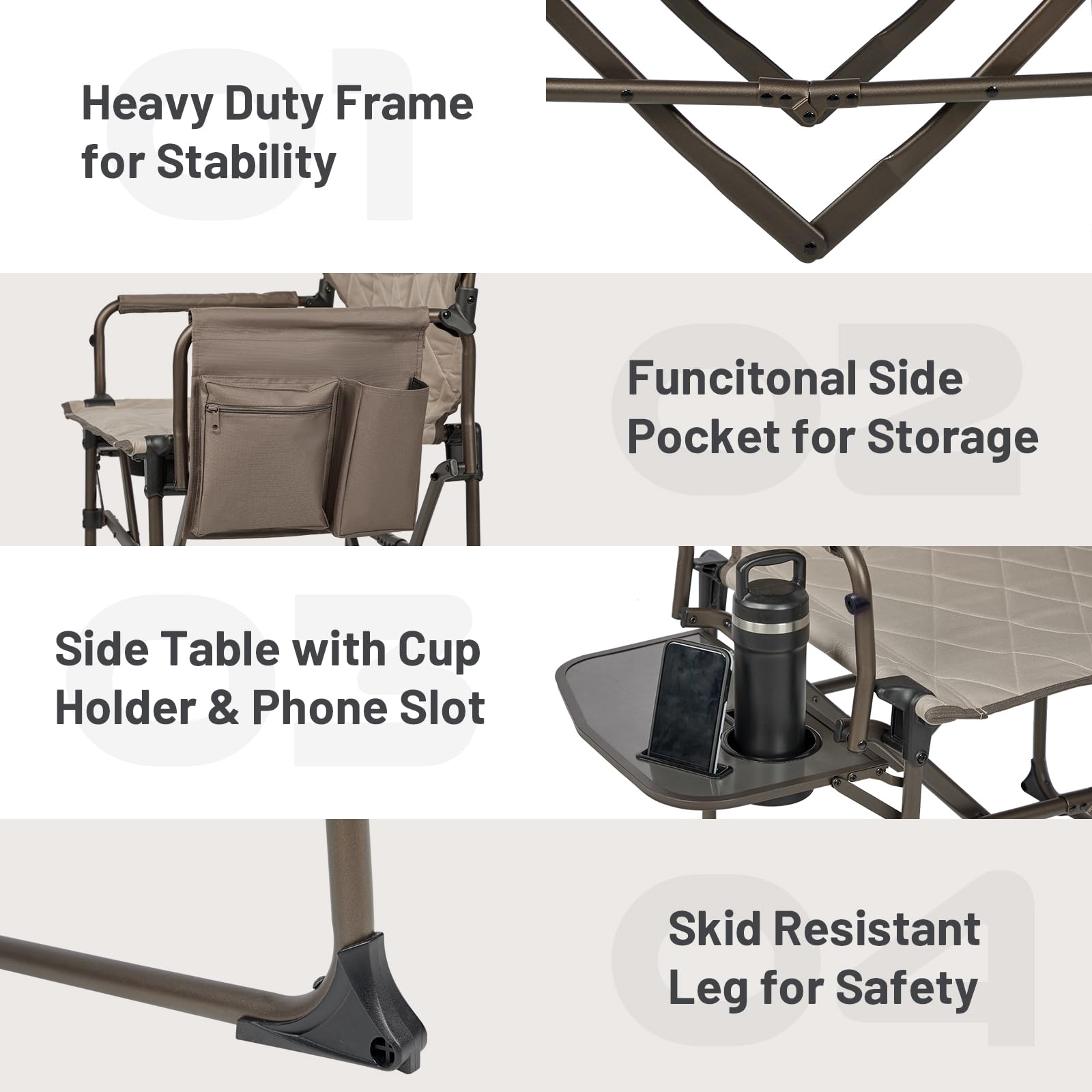 TIMBER RIDGE Director's Chair easy assembly-free setup for quick seating