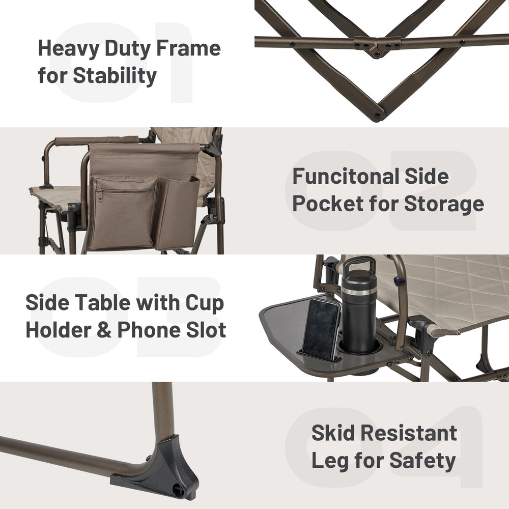 TIMBER RIDGE Director's Chair easy assembly-free setup for quick seating