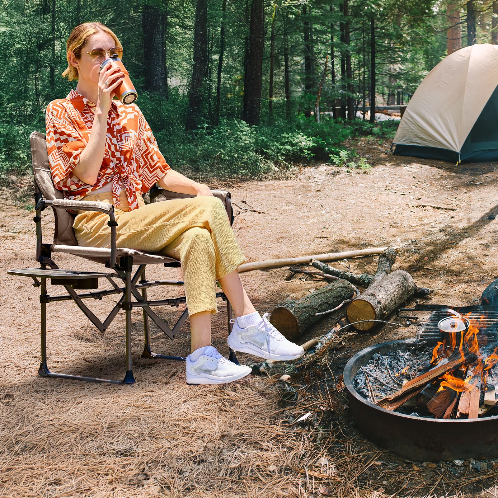 TIMBER RIDGE Director's Chair folded compactly for easy transport during adventures