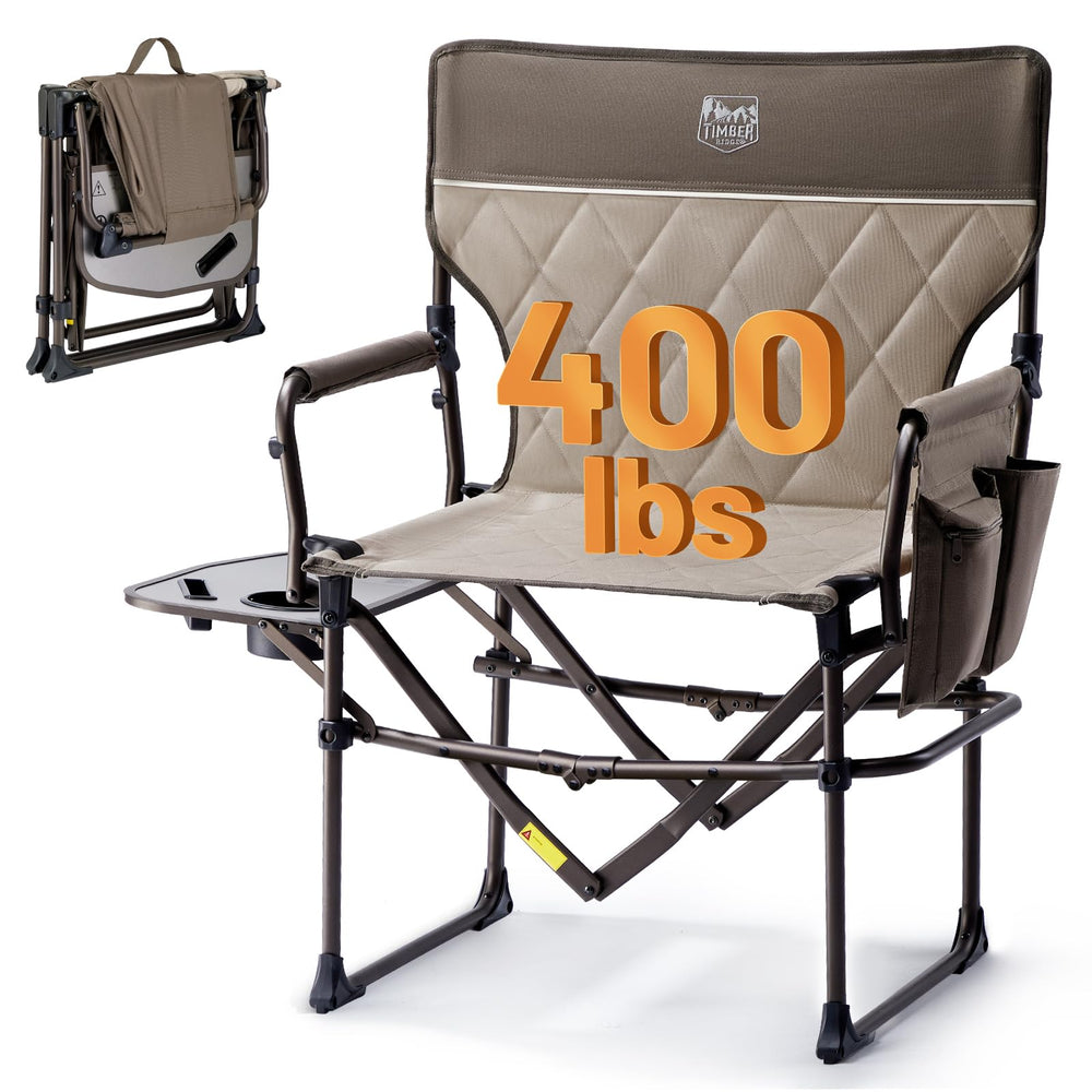 TIMBER RIDGE Director's Chair front view shows a sturdy aluminum frame for camping