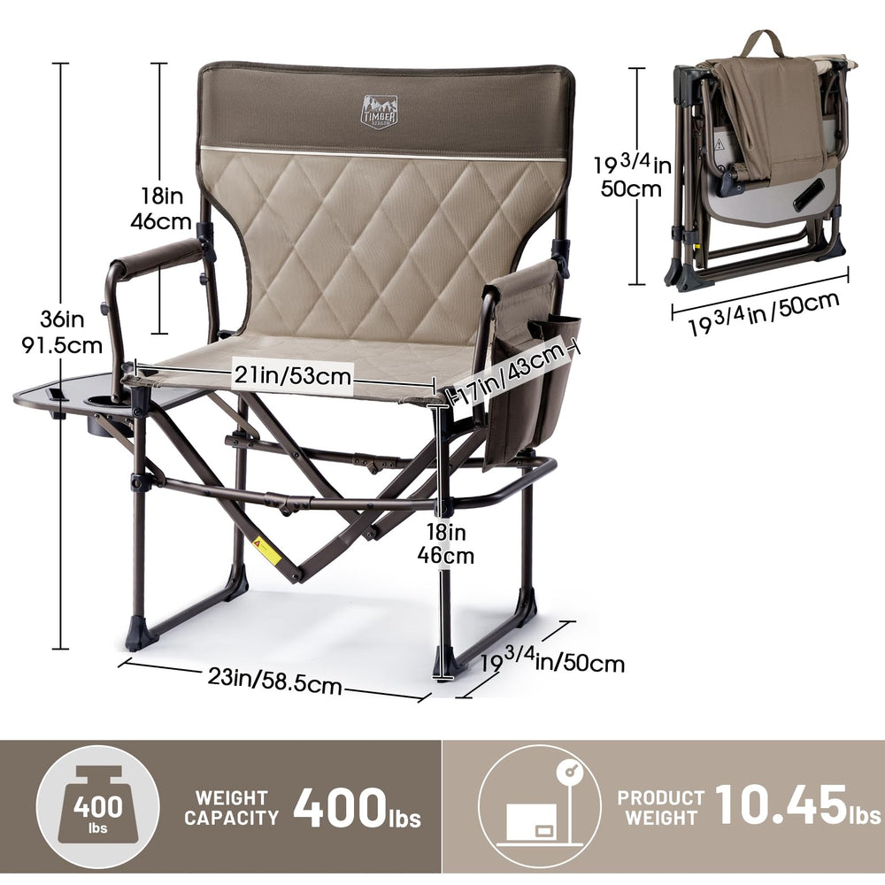 TIMBER RIDGE Director's Chair side table and cup holder in use for drinks